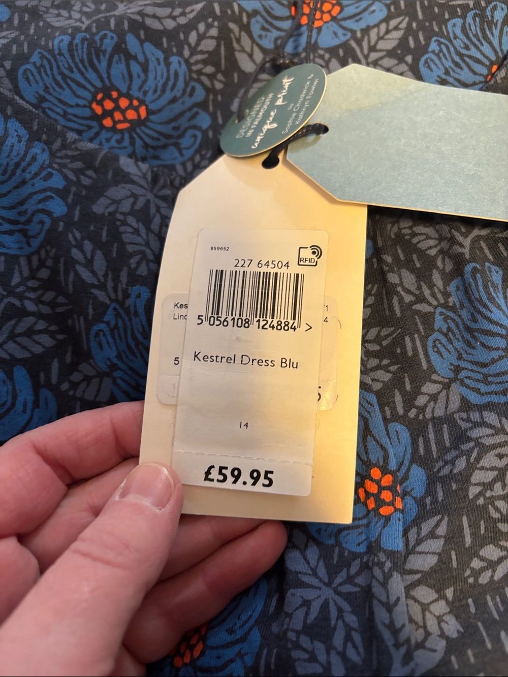 NWT Seasalt Cornwall Kestrel Bamboo Dress Blue Floral Knit Long Sleeve Fall - Picture 9 of 10